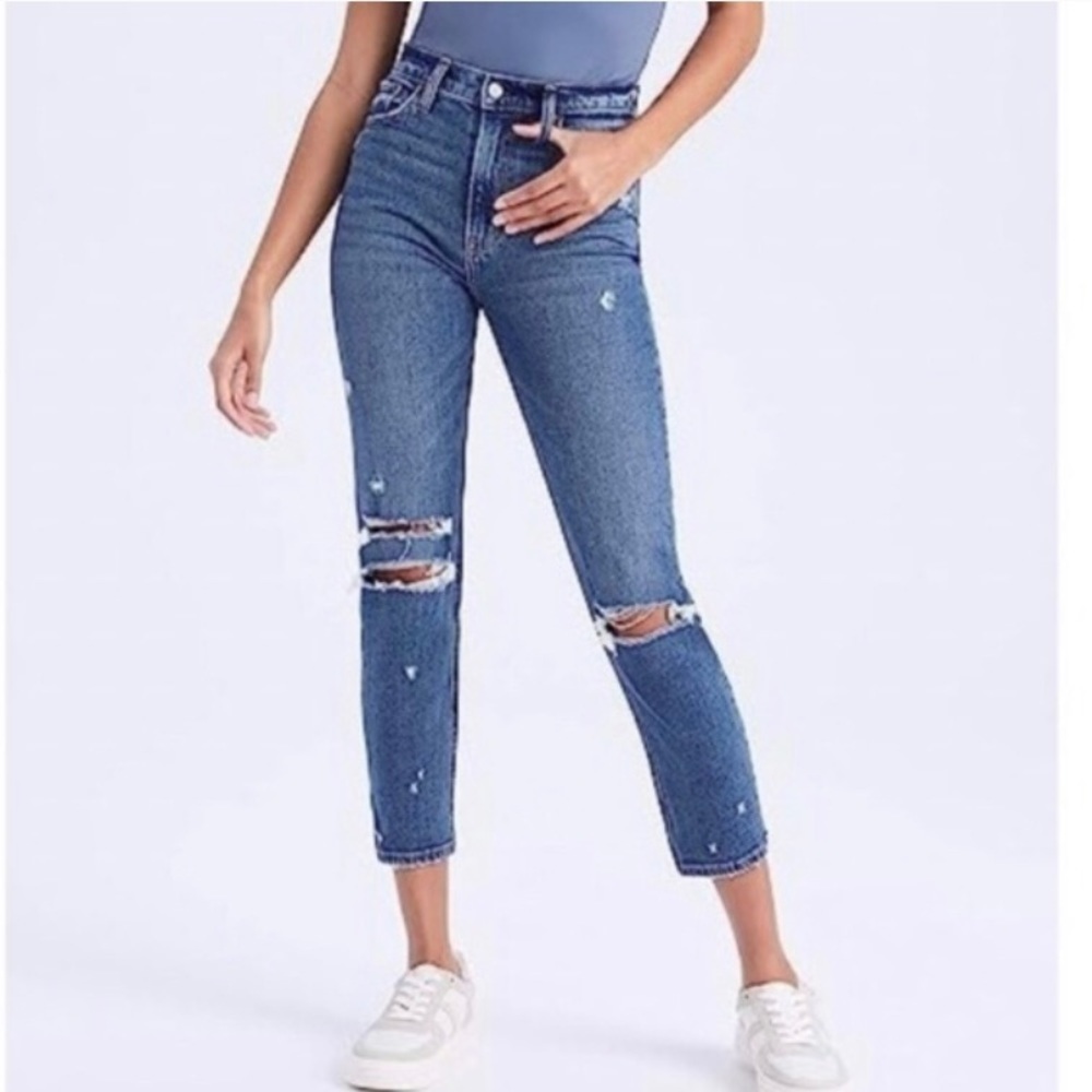 Abercrombie 4 Short (27) Mom High Rise Jeans Distressed Women’s Fray Hems